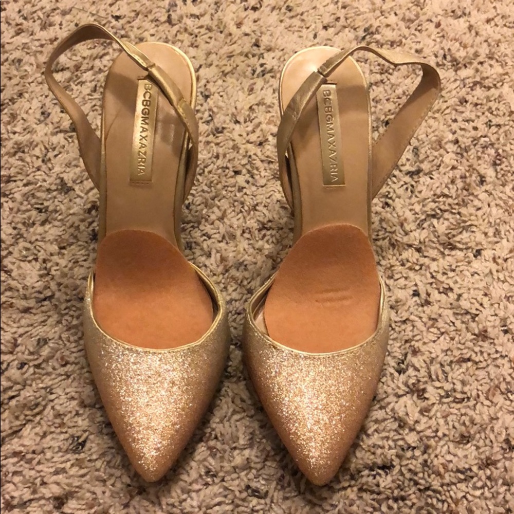 BCBG MAXAZRIA koda heels champagne glittler ombre